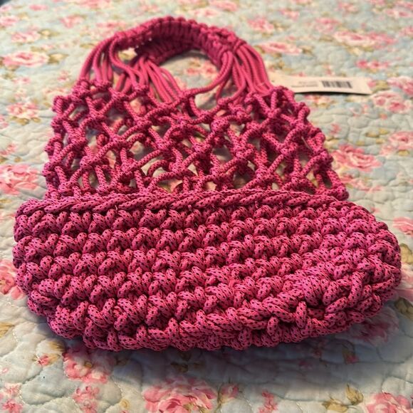 NWT French Connection *Chic* Jasmine *Neon Pink* Braided Tote - Picture 7 of 7